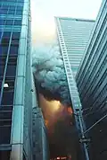 Heavy fire showing from WTC 7's eastern side