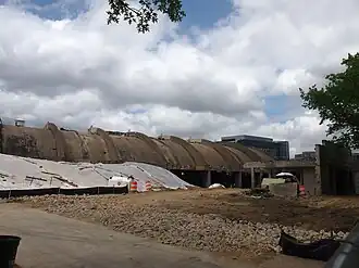 Detail view of the roof during the construction in 2015