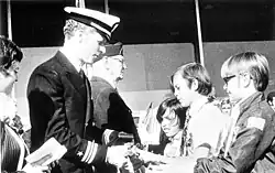 Returned POW Phil Butler meets his family at the Tulsa Ok airport