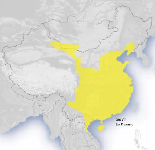 The Western Jin at its greatest extent, c. 280