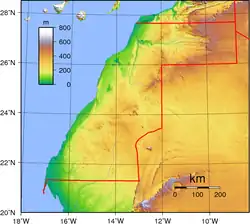 Topography of Western Sahara