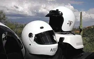 Full face and open face motorcycle helmets