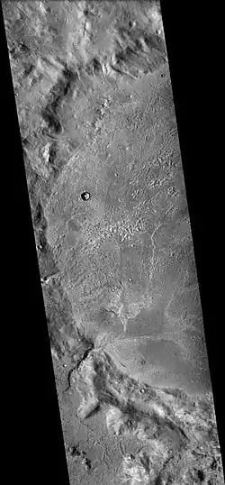Western side of Adams Crater (Martian Crater), as seen by CTX camera (on Mars Reconnaissance Orbiter)