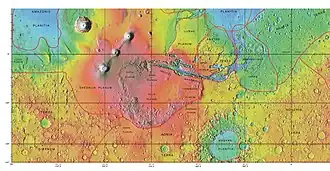 MOLA map showing boundaries for Argyre Planitia and other regions