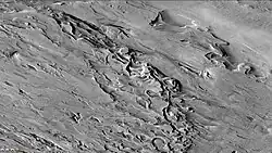 Layers in Spallanzani Crater, as seen by CTX camera (on Mars Reconnaissance Orbiter). Note: this is an enlargement of the northern side of previous image.