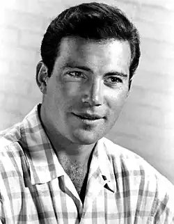 Black-and-white headshot of a young Shatner