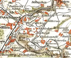 Section of an 1895 overview map with the Windberg