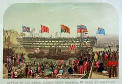 Woolwich Dockyard, launch of Royal Albert 1854