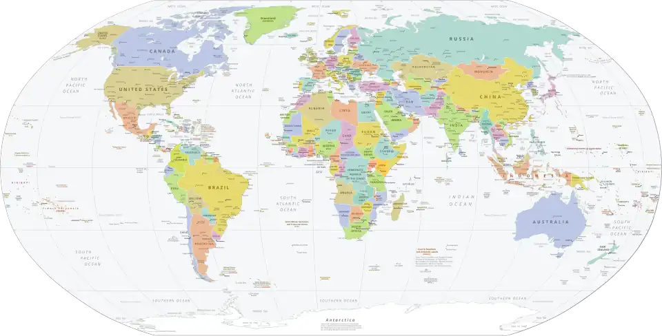 A simple political map of the world