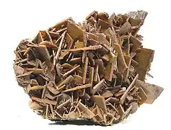 A plate of very sharp, chocolate-brown crystals of wulfenite to 1.5&nbsp;cm on edge