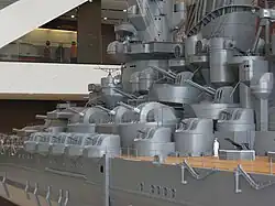 Anti-aircraft guns on the 1:10 scale model of the Yamato