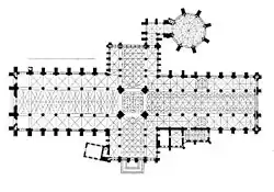 The cruciform plan of York Minster; drawing by Georg Dehio