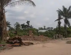 Destroyed buildings in Yumbi