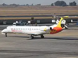 A fastjet Zimbabwe Embraer 145 at O. R. Tambo International Airport