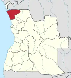 Zaire Province, location of M'banza-Kongo, within Angola