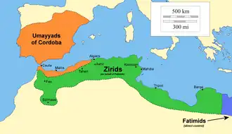 Maximum extent of Zirid control c. 980