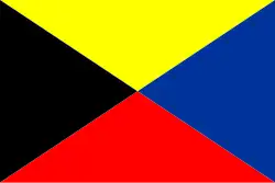 Naval jack of Nicaragua, identical to the international maritime signal flag "Z"[citation needed]